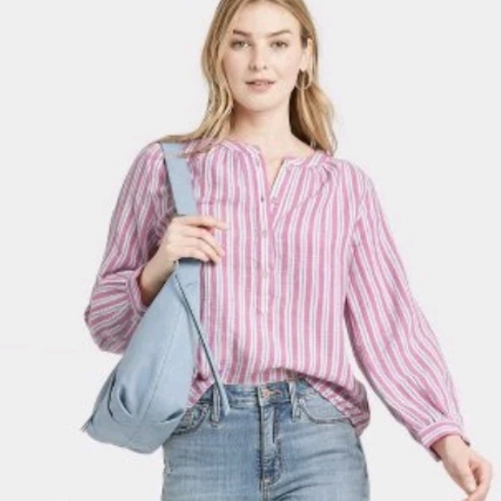 Universal Thread Stripped TopPink and White Strip… - image 3